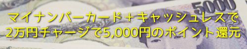 マイナンバーカード＋キャッシュレスで2万円チャージで5,000円のポイント還元