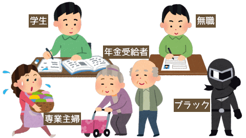 専業主婦・学生・年金受給者・無職・ブラック